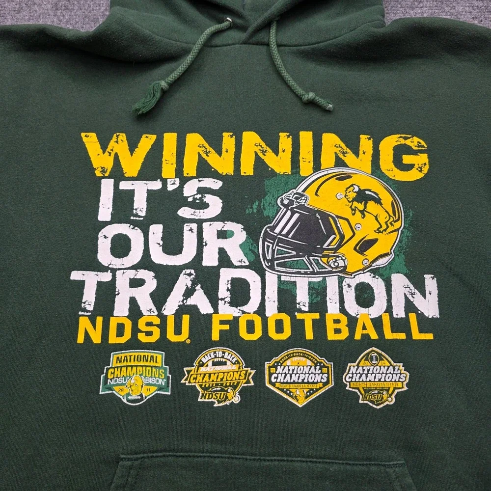Champion NDSU Football Hoodie Mens Medium Green National Champions Eco Fleece